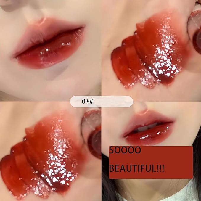 5pcs Mirror Water Lip Gloss Glass Lipstick Set, Gloss