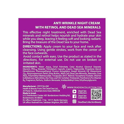 Dead Sea Collection Night Cream for Face with 2% Retinol, Dead Sea Minerals, and Vitamin E – Anti Aging Nourishing Skin Care Moisturizer to Reduce Wrinkles (1.69 fl. oz)