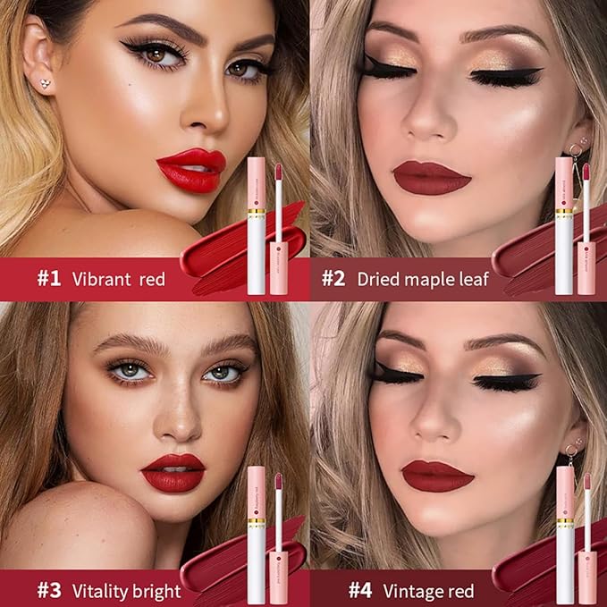 4 Colors Lipstick, Matte Liquid Lip Gloss Set, Gloss