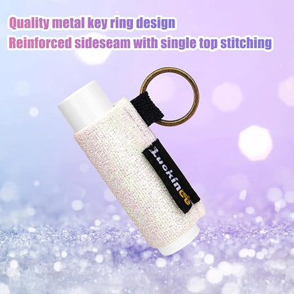 5PCS Lip Balm Holder Keychain Shinny Chapstick Holder Gloss