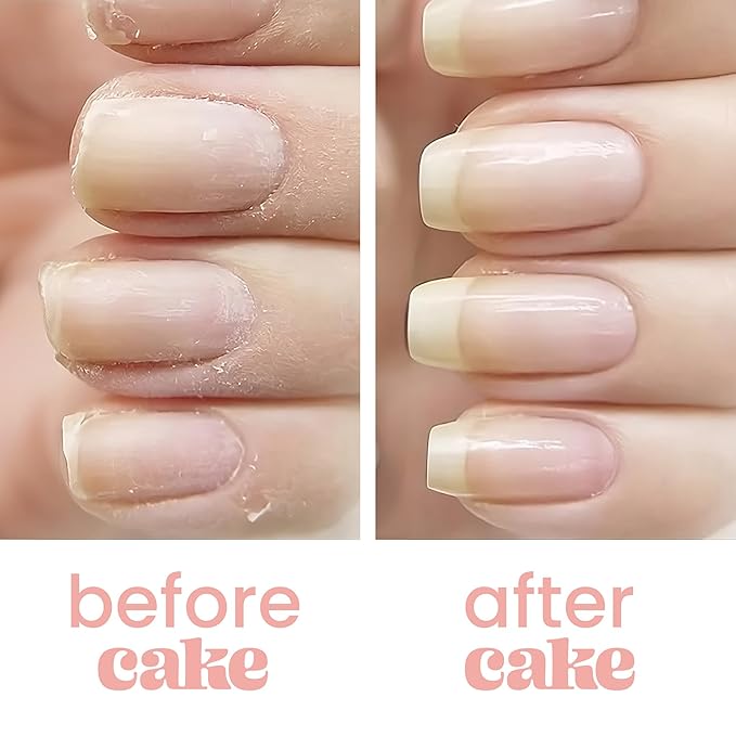 Nail Strengthener & Nail Polish Duo, Nail Repair for Damaged Nails, Nail Hardener & Growth, Non Toxic, Professional Applicator Brush, Keratin Enriched (Midnight Rendezvous) CAKE Power Boost (1 fl oz)