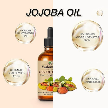 Jojoba Oil Organic – Natural Body Oil and Massage Oil, Body Spray for All Skin, Hair, and Nails, Cold Pressed & Hexane Free(Jojoba Oil, 16 Fl Oz)
