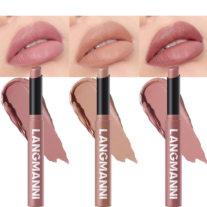 Jolilab 3 Pcs Velvet Matte Lipstick Nude Matte Lipstick