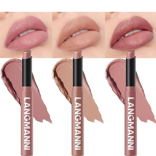 Jolilab 3 Pcs Velvet Matte Lipstick Nude Matte Lipstick