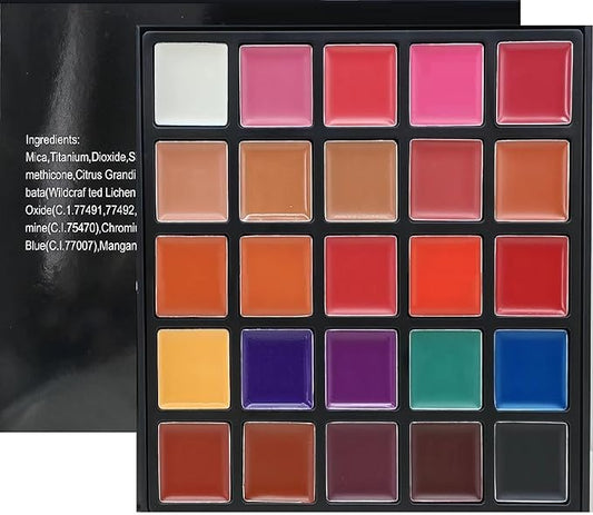 25 color Lipstick Lip Gloss Palette 24H Long-lasting moisturizing Waterproof matte Lip Palette Makeup,Pigmented Festival Halloween Body Face Paint Matte Lipstick Set