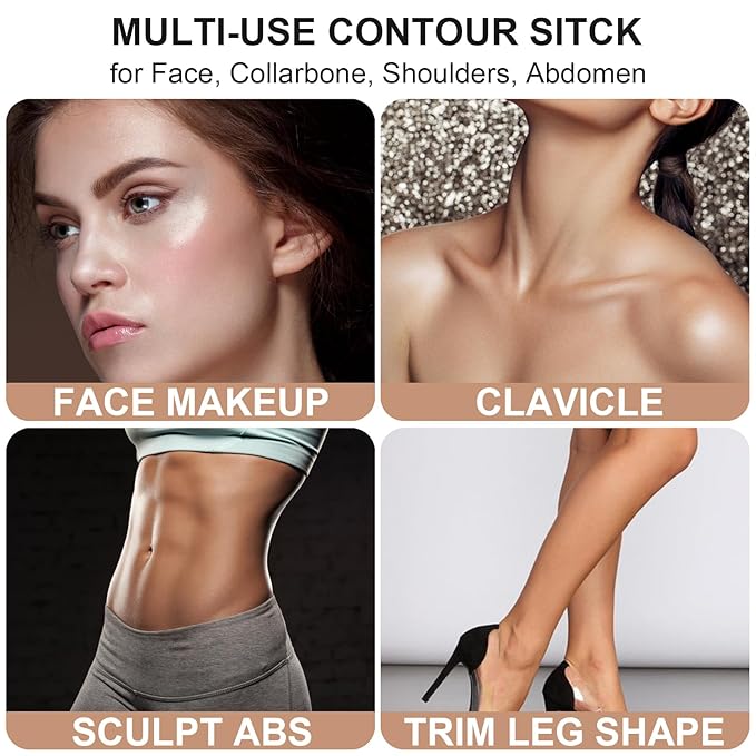 2Pcs Cream Contour Stick Makeup Kit, Cream Highlighter
