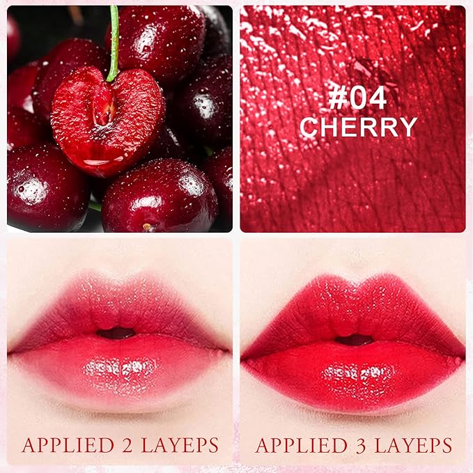 4 Colors Lip Tint Stain Set, Watery Lip Tint Mini Liquid Matte Lipstick, Lip Stain Long Lasting Waterproof, Korean Lip Gloss Moisturizing Natural, Multi-Use Lip and Cheek Tint, Lightweight Non-sticky