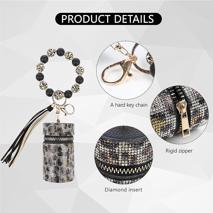 Lipstick Keychain, Leather Diamond Lip Gloss Holder, Stylish Gloss