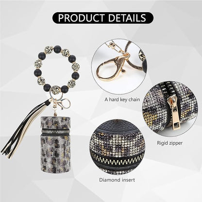 Lipstick Keychain, Leather Diamond Lip Gloss Holder, Stylish Gloss