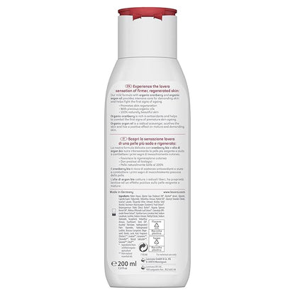 lavera Body Milk Regenerating - Body lotion with organic cranberry & organic argan oil - Firming care for mature skin - PETA certified - Biodegradable - vegan - natural cosmetics - 6,76 fl.oz.