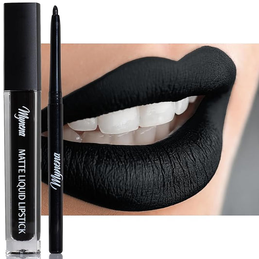 Mynena Black Matte Liquid Lipstick & Liner Kit Lipstick