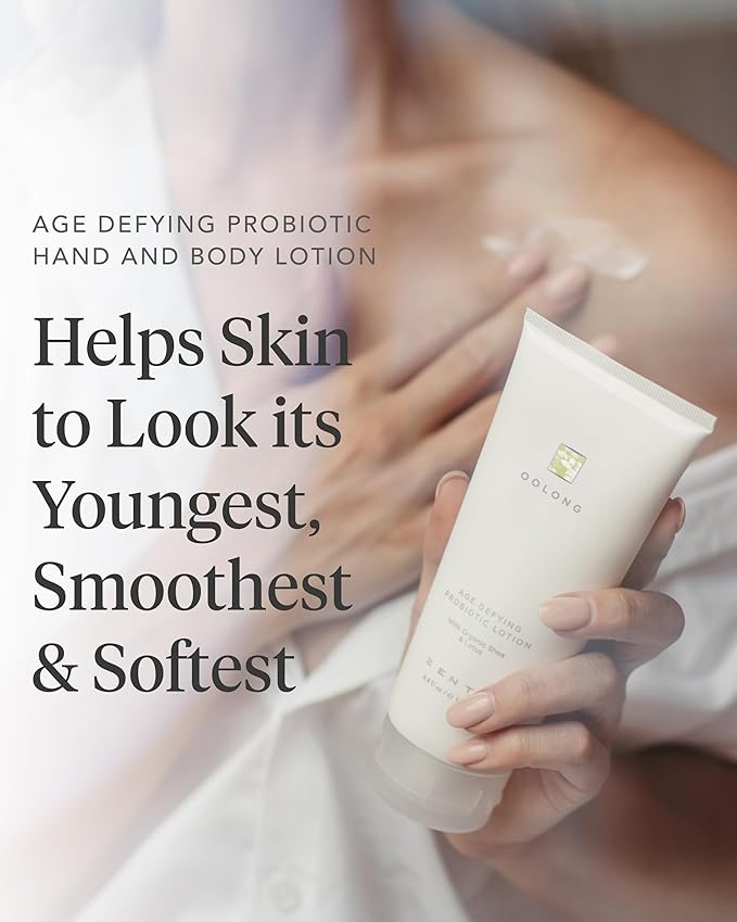 Zents Age-Defying Probiotic Body & Hand Lotion (Oolong) | Moisturizing Lotion with Hyaluronic Acid & Organic Shea Butter | Nourishes & Hydrates Skin | 6.4 fl oz