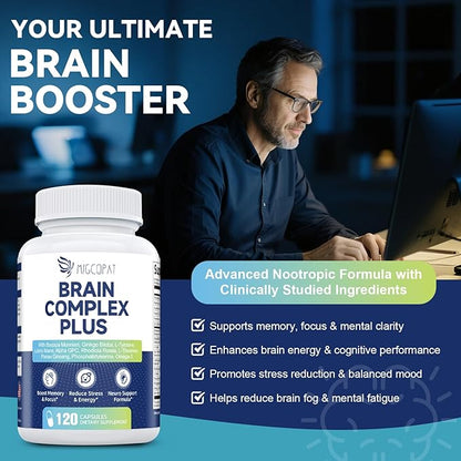 Hair Skin and Nails Vitamins & Brain Supplements for Memory & Focus