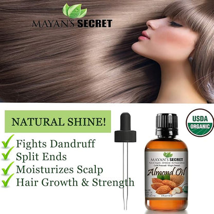 Pure Carrier and Essential Oils for Skin Care, Hair, Body Moisturizer for Face-Anti Aging Skin Care (Almond, 4oz)