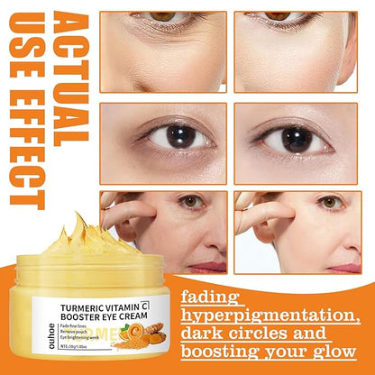 Turmeric + Vitamin C Booster Eye Cream, Brightening and Hydrating Eye Cream, Dark Circle Relief, Elasticity Treatment, Gentle Anti-Aging & Anti-Wrinkle Care