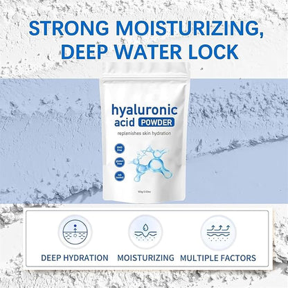 Hyaluronic Acid Powder, Hyaluronic Acid Powder for Skin Care, Low Molecular Weight, Water Soluble Hydrating Ingredient for Moisture, Skin Hydration and Moisture Support