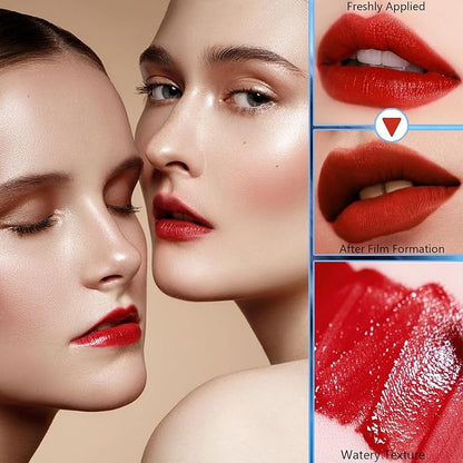 6 Colors Lip Tint Stain Set, Korean Lip Gloss Plumping Lip Tint Moisturizing Watery Mini Liquid Lipstick, Multi-use Lip and Cheek Tint, Long Lasting,Non-Stick Cup Lip Makeup