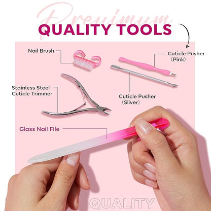 Modelones Pearl Nail Polish 6 Colors Shimmer Pearl White Pink Mermaid Purple Mini Nail Polish Set with Cuticle Remover Kit