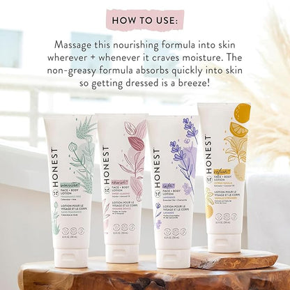 The Honest Company Hydrating Face + Body Lotion | Fast Absorbing, Naturally Derived, Hypoallergenic | Sweet Almond Nourish, 8.5 fl oz