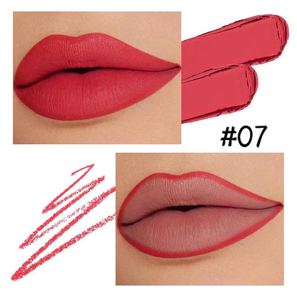 Boobeen Double-ended Lipstick Lip Liner Makeup Velvet Lipgloss Lipstick, Creamy Lip Pencil for Women Matte Long-lasting Matte Satin Finish, Nourishing and Non-fading