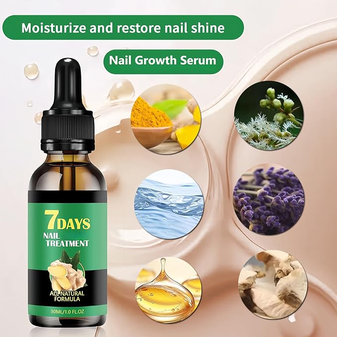 Ginger Nail Treatment-Nail Strengthener for Damaged Nails-Mild Nail Growth Serum for Gingernail & Toenail-Easy to Use, 1Pc 30ML