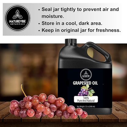 Naturevibe Botanicals Grapeseed Oil 32 Ounces