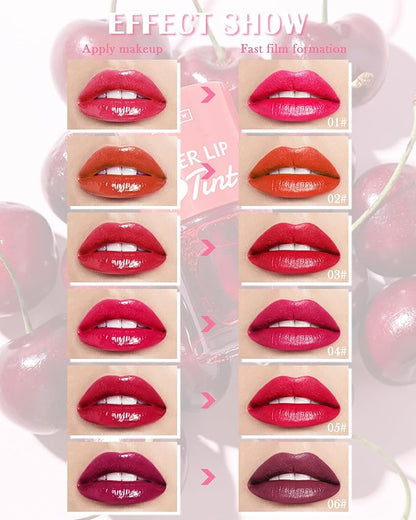 2 Colors Lip Tint Stain Set, Watery Tint Lip Gloss Long Lasting Waterproof Non-Stick Cup, Korean Lip Tint Glossy Lip Stain Mini Liquid Lipstick, Matte Velvet Tinta Para Labios Multi-use Lip Cheek Tint