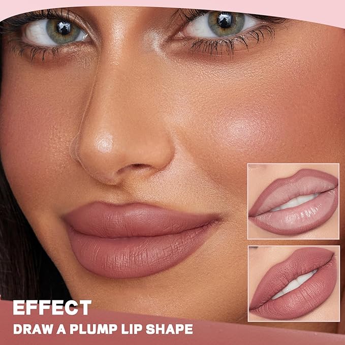 Pudaier Lip Liner Set, 12Pcs Matte Lip Liners with Sharpener, Premium Smooth and High Pigmented Creamy Lip Makeup Pencil