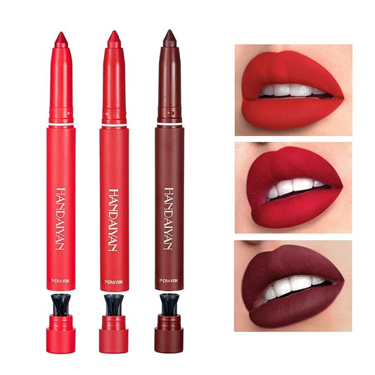 3 Colors Crayon Matte Lipstick Set Velvet Nude lipstick Lip Gloss Matte Waterproof Long Lasting Lipstick for Women Everyday Lip Makeup Lip Stain-Set B