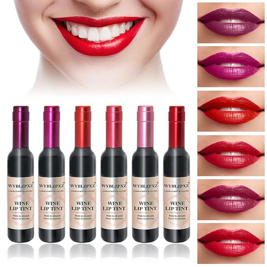6 Colors Wine Lip Tint,Liquid Wine Lipstick,Wine Tint Long