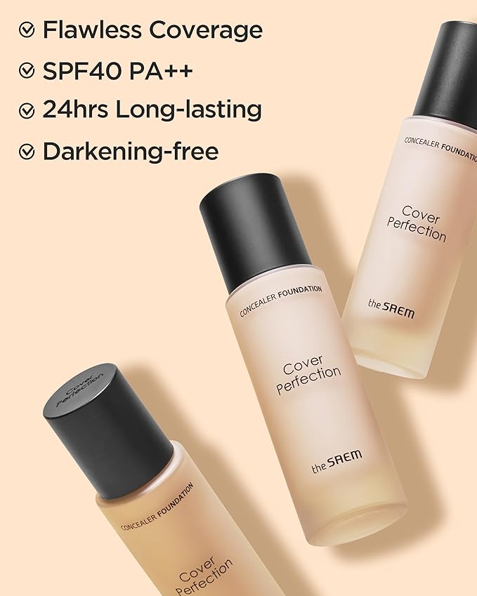 THESAEM Cover Perfection Concealer Foundation - 24H Coverage, Natural Beige)