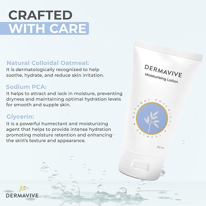 Moisturising Lotion, Hydrating Body Lotion, pH Balanced Nourishing Moisturizer, Non-Greasy Moisturizing Lotion with Natural Colloidal Oatmeal for Dry Skin, 120ml (4.05 fl oz)