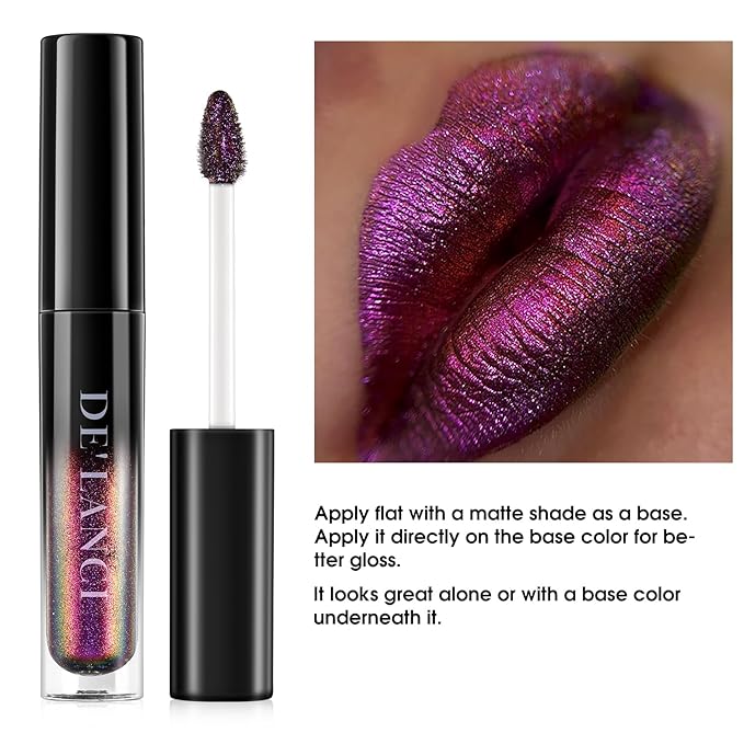 Chameleon Lipstick Blue Green Color,Shimmer Metallic Colourful Lip Gloss for Women Girls Lips Makeup Gift,Hydrating Waterproof and Long Lasting Lip Stick Shiny,Talc-Free，#1