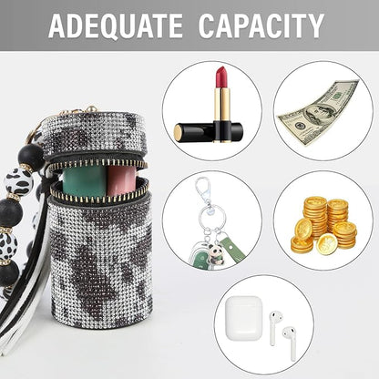 Lipstick Keychain, Leather Diamond Lip Gloss Holder, Stylish Gloss