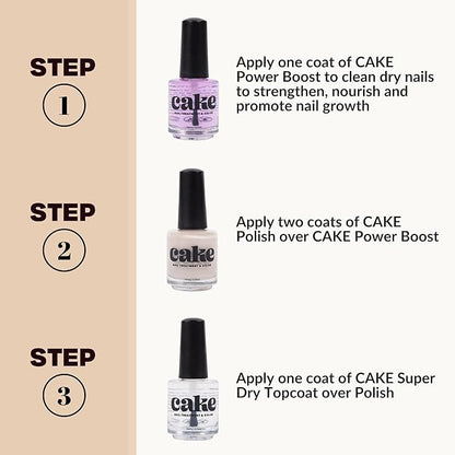 Nail Strengthener & Nail Polish Duo, Nail Repair for Damaged Nails, Nail Hardener & Growth, Non Toxic, Professional Applicator Brush, Keratin Enriched (See You Latte) - CAKE Power Boost (1 fl oz)