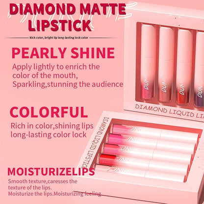 MAEPEOR Glitter Lipstick Set 5 Colors Non-Stick Cup Glitter