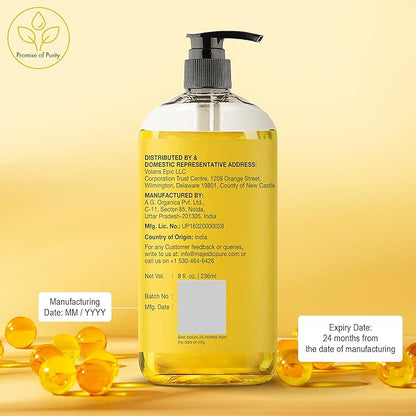 Majestic Pure Vitamin E Oil - 100% Pure & Natural, 20,000 IU | Premium Grade, Cold-Pressed and Tocopherol to Repair Dry, Damaged Skin| Moisturizing Skin, Hair and Scalp 8 Fl Oz