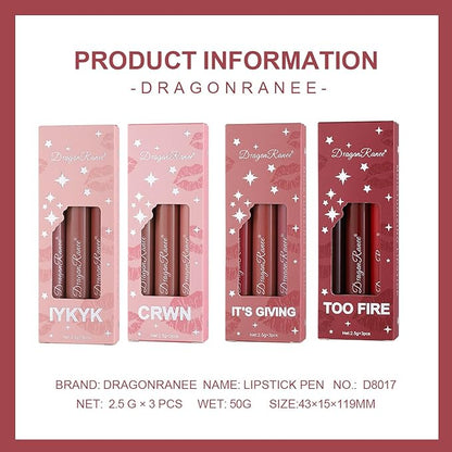 Upgrade Press Lipstick Set,3 Colors Natural Velvet Long Upgrade