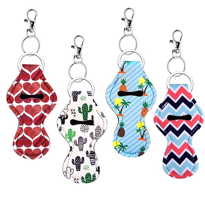 Duufin 20 Pieces Chapstick Holder Keychains Bulk Keyring