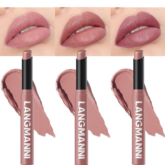 Jolilab 3 Pcs Velvet Matte Lipstick Nude Matte Lipstick