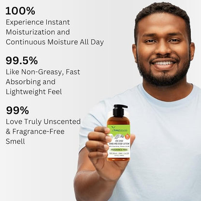 RaGaNaturals Natural Unscented Body Lotion for Dry Skin with Shea Butter and Vitamin E & B5 - Hydrating, Nourishing, Fragrance Free Hand Moisturizer With Organic Essence - For Women, Men, Kids - 8 Oz