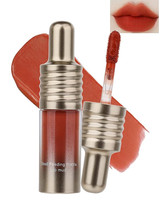 Velvet Lip Mud Tinted, Matte Lip Cream Lip Gloss, Velvet Matte Finish, Blendable High-Pigmentation Silky Creamy Texture, Lightweight, Soft, Moisturizing, Korean Lipstick Makeup Gift for Women Girl-#03