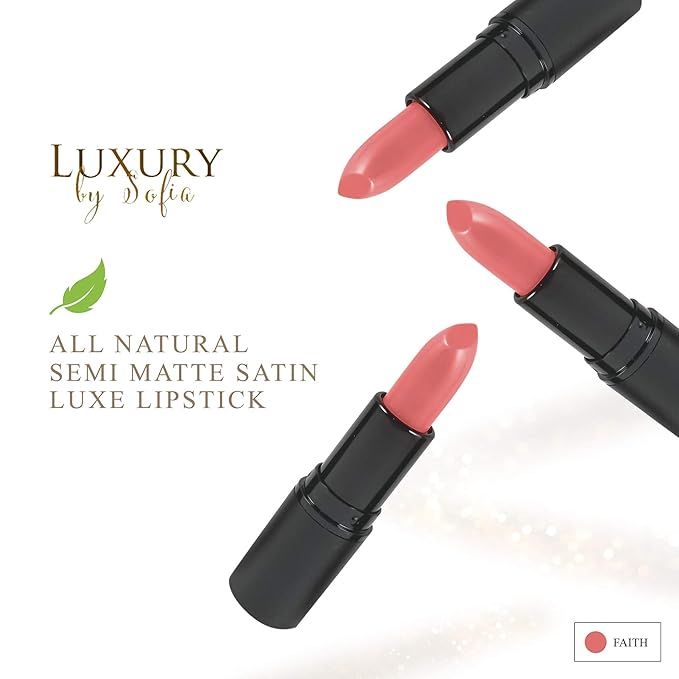 All Natural Lipstick, Semi Matte Lip Color, Moisturizing Lipstick, Non Toxic, Non GMO, Highly Pigmented, Long Lasting Lipstick, Vegan Makeup for Women (Faith)
