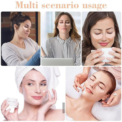 Under Eye Patches Silicone - 2 Pcs Reusable, eye Patches Plump Fine Lines & Wrinkles with Metal Eye Cream Applicator, Tin Case Christmas Gift