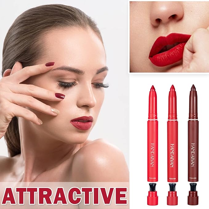3 Colors Crayon Matte Lipstick Set Velvet Nude lipstick Lip Gloss Matte Waterproof Long Lasting Lipstick for Women Everyday Lip Makeup Lip Stain-Set B