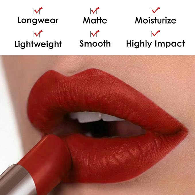 Matte Lipstick Hydrating Lip Color Makeup, Highly Pigmented Lipstick with Moisturizing Formula, Lightweight, Smooth, M24