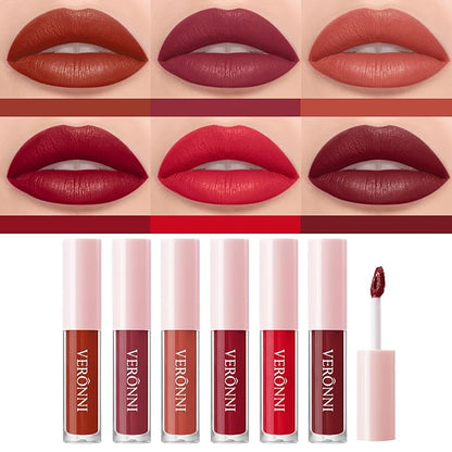 Nude Lipstick Set，6 Colors Matte Liquid Lipstick Set Long-Lasting