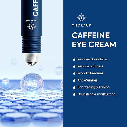 Caffeine Eye Cream for Men: Under Eye Roller for Bags and Puffy Eyes Treatment - Men's Cooling Stick and Depuffer for Dark Circles and Puffiness 0.5 fl.oz.