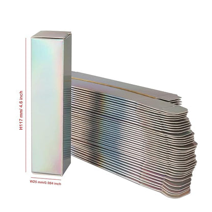 COSIDEA 50 PCS Empty Holographic siver Lip Gloss Boxes W25 xW25 xH117mm， Cosmetic Perfume Mascara Box Packaging ，small Kraft Paper Box Luxury Holder Wrapping
