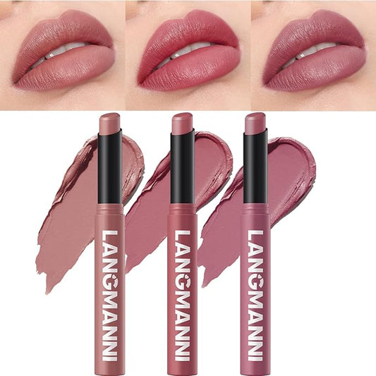 Jolilab 3 Pcs Velvet Matte Lipstick Nude Matte Lipstick